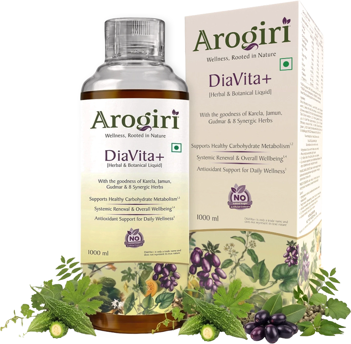 Arogiri DiaVita+ 1000 ml bottle and carton